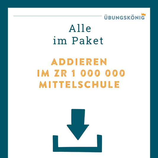 Königspaket: Addition ZR 1 000 000 (Mathe, Mittelschule)