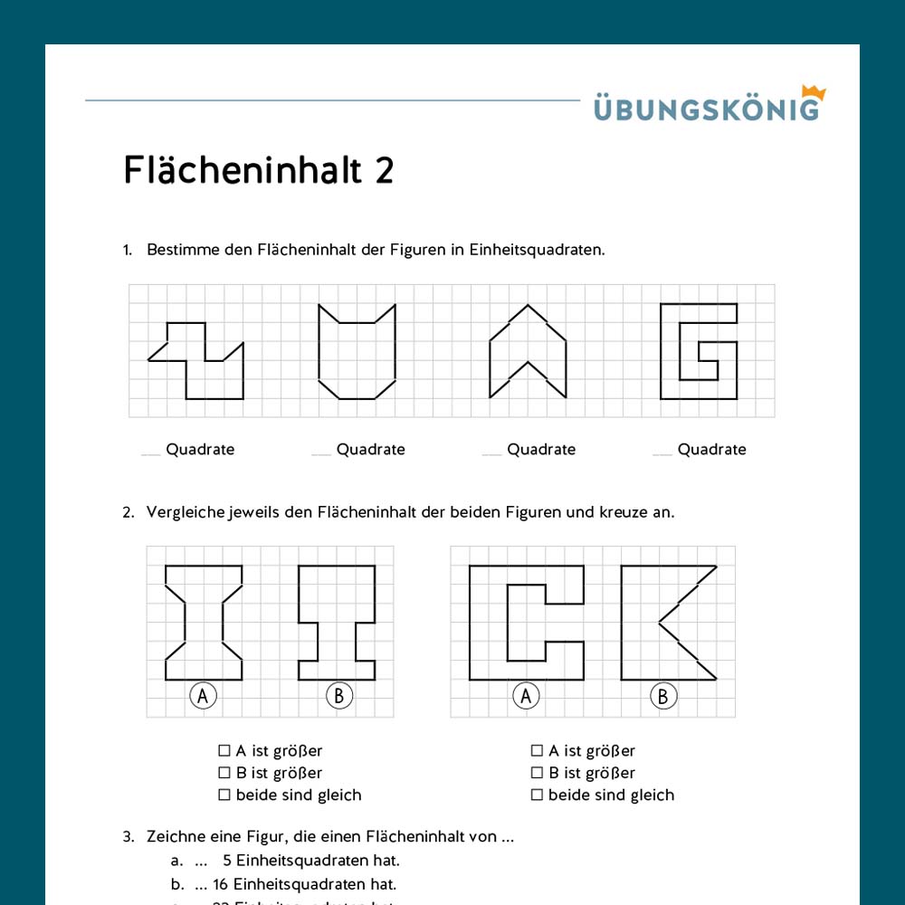 Königspaket: Umfang und Fläche (Mathe, Mittelschule)