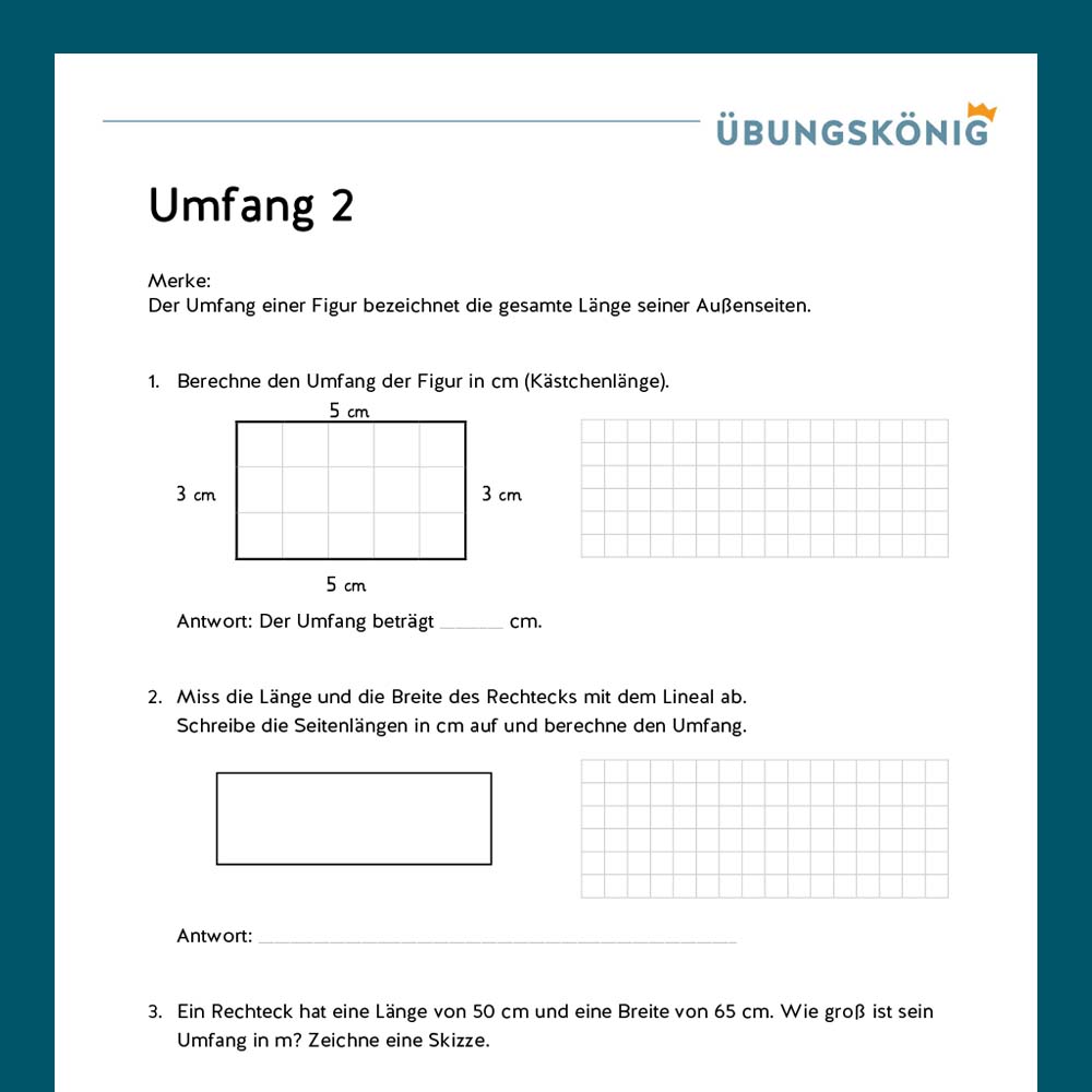 Königspaket: Umfang und Fläche (Mathe, Mittelschule)