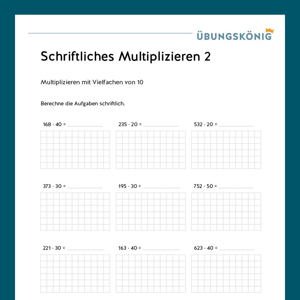 Königspaket: Multiplikation mit Vielfachen von 10 und 100 (Mathe, Mittelschule)