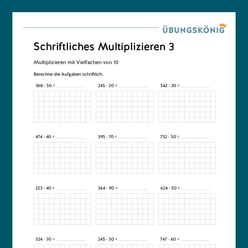 Königspaket: Multiplikation mit Vielfachen von 10 und 100 (Mathe, Mittelschule)