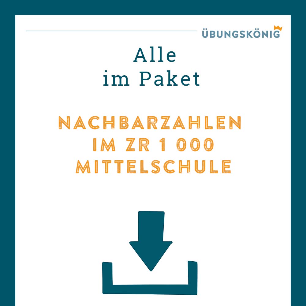 Königspaket: Nachbarzahlen im ZR 1 000  (Mathe, Mittelschule)