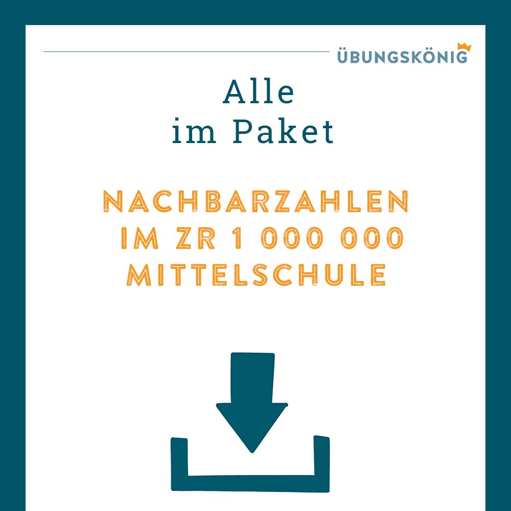 Königspaket: Nachbarzahlen ZR 1 000 000 (Mathe, Mittelschule)