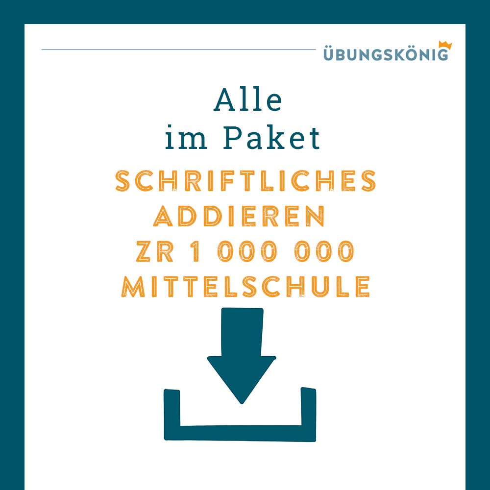 Königspaket: Schriftliches Addieren ZR 1 000 000 (Mathe, Mittelschule)