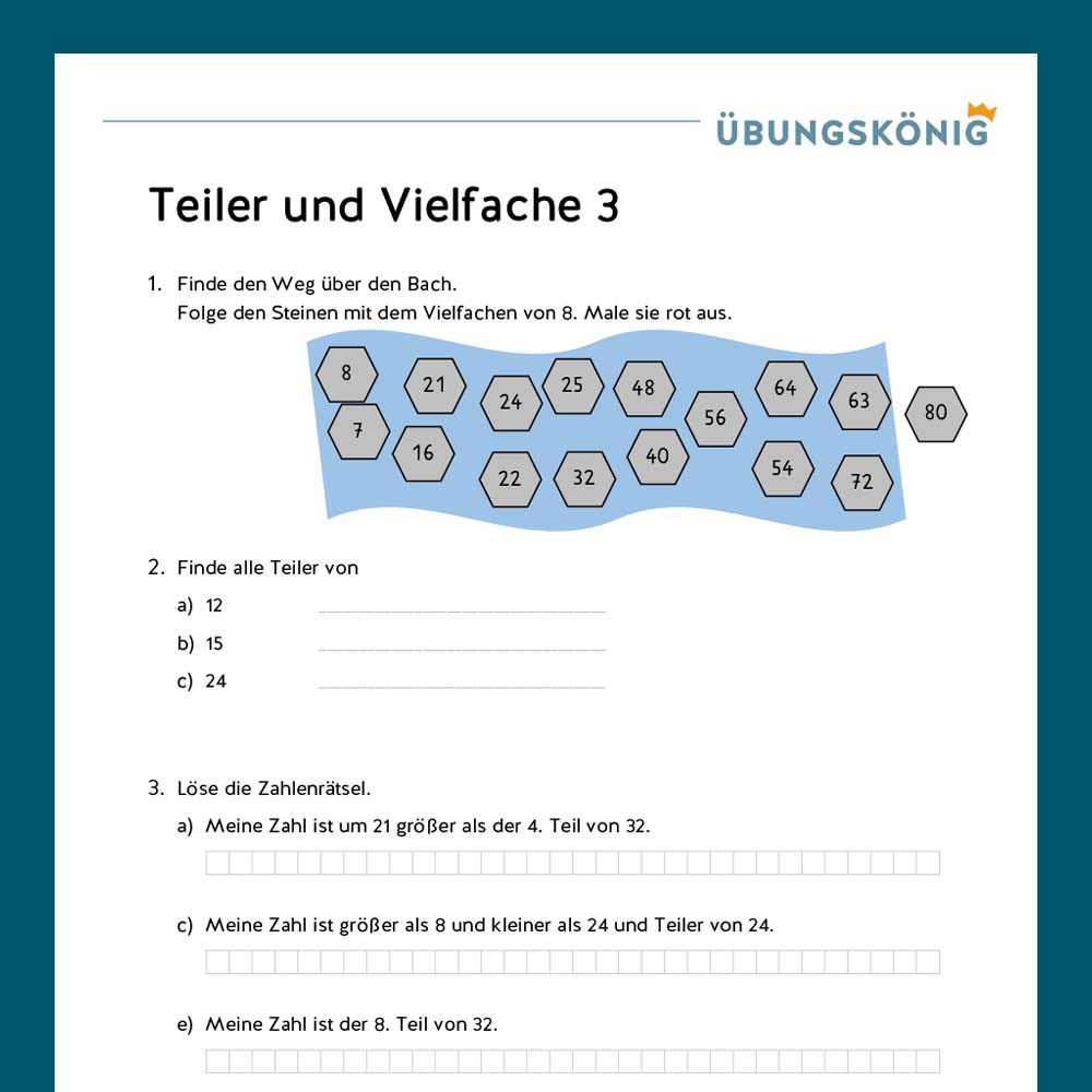 Königspaket: Teiler und Vielfache (Mathe, Mittelschule)