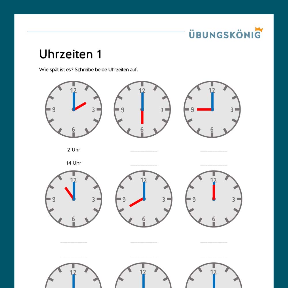 Königspaket: Uhrzeiten (Mathe, Mittelschule)