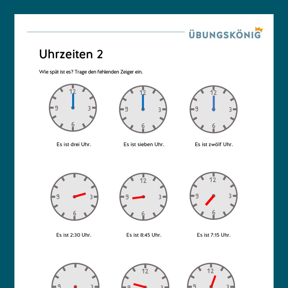 Königspaket: Uhrzeiten (Mathe, Mittelschule)