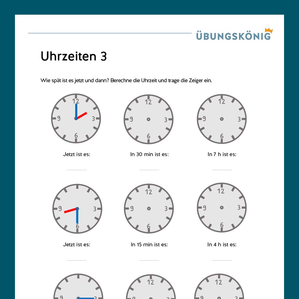 Königspaket: Uhrzeiten (Mathe, Mittelschule)