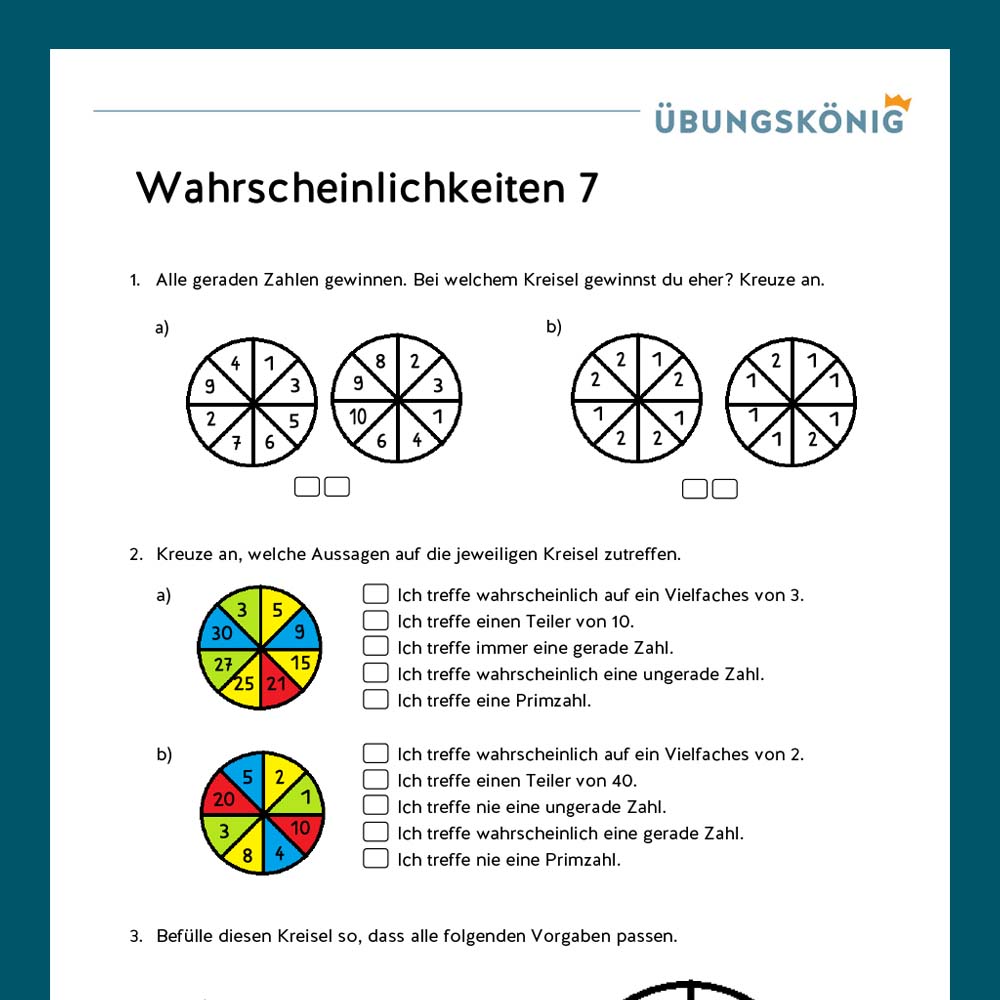 Königspaket: Wahrscheinlichkeiten (Mathe, Mittelschule)