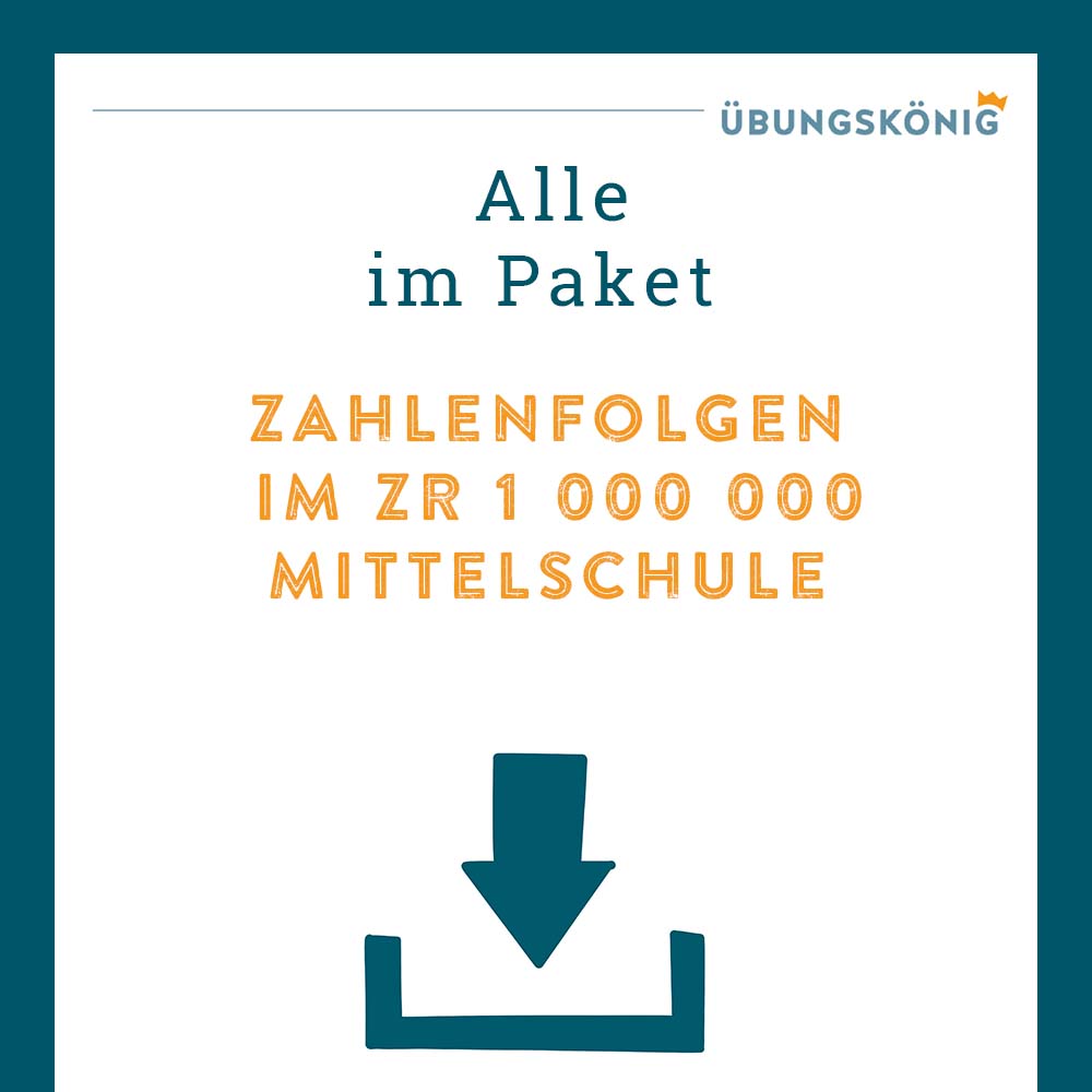 Königspaket: Zahlenfolgen ZR 1 000 000 (Mathe, Mittelschule)