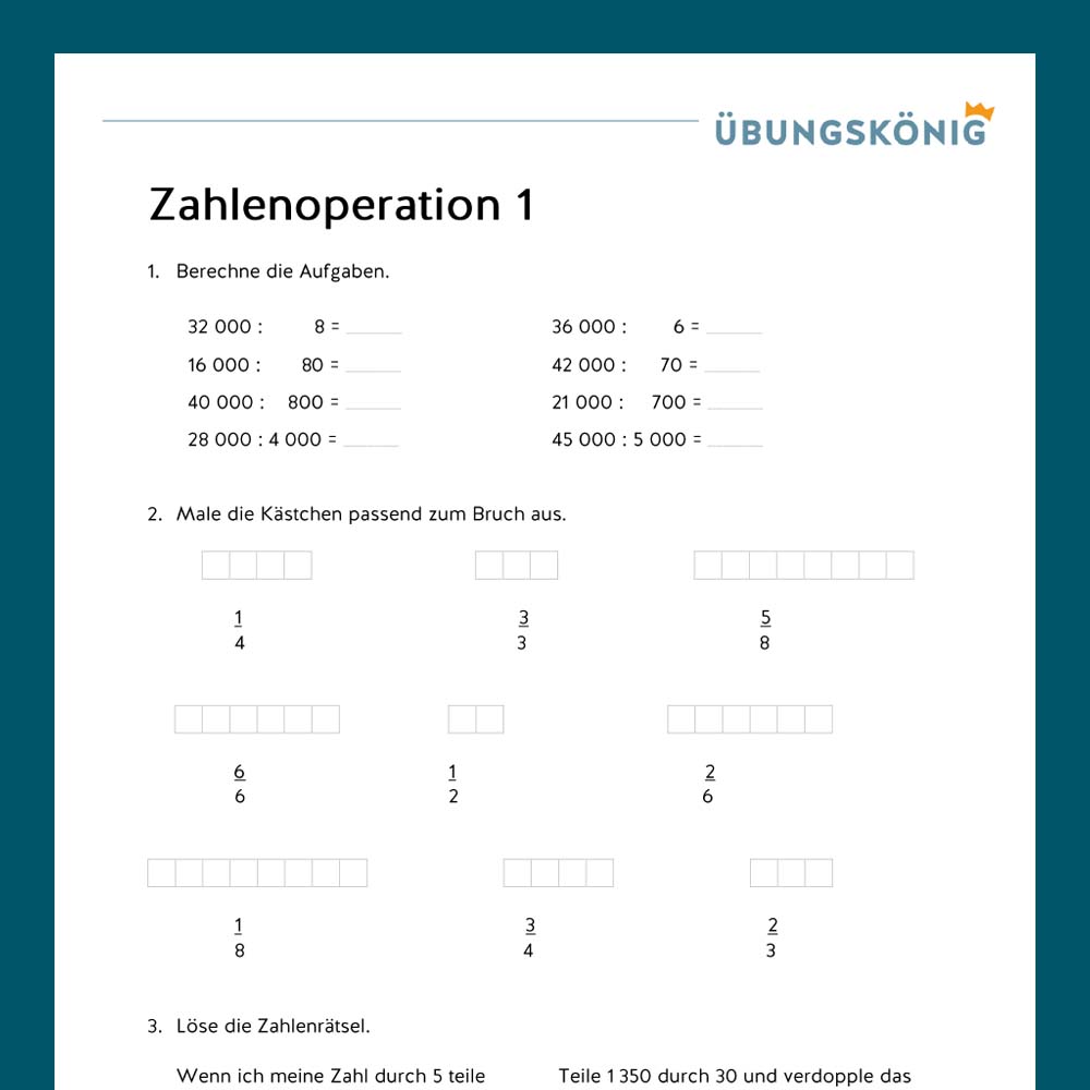 Königspaket: Zahlenoperation ZR 100 000 (Mathe, Mittelschule)