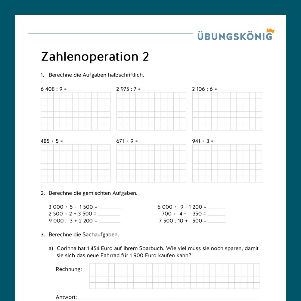 Königspaket: Zahlenoperation ZR 100 000 (Mathe, Mittelschule)