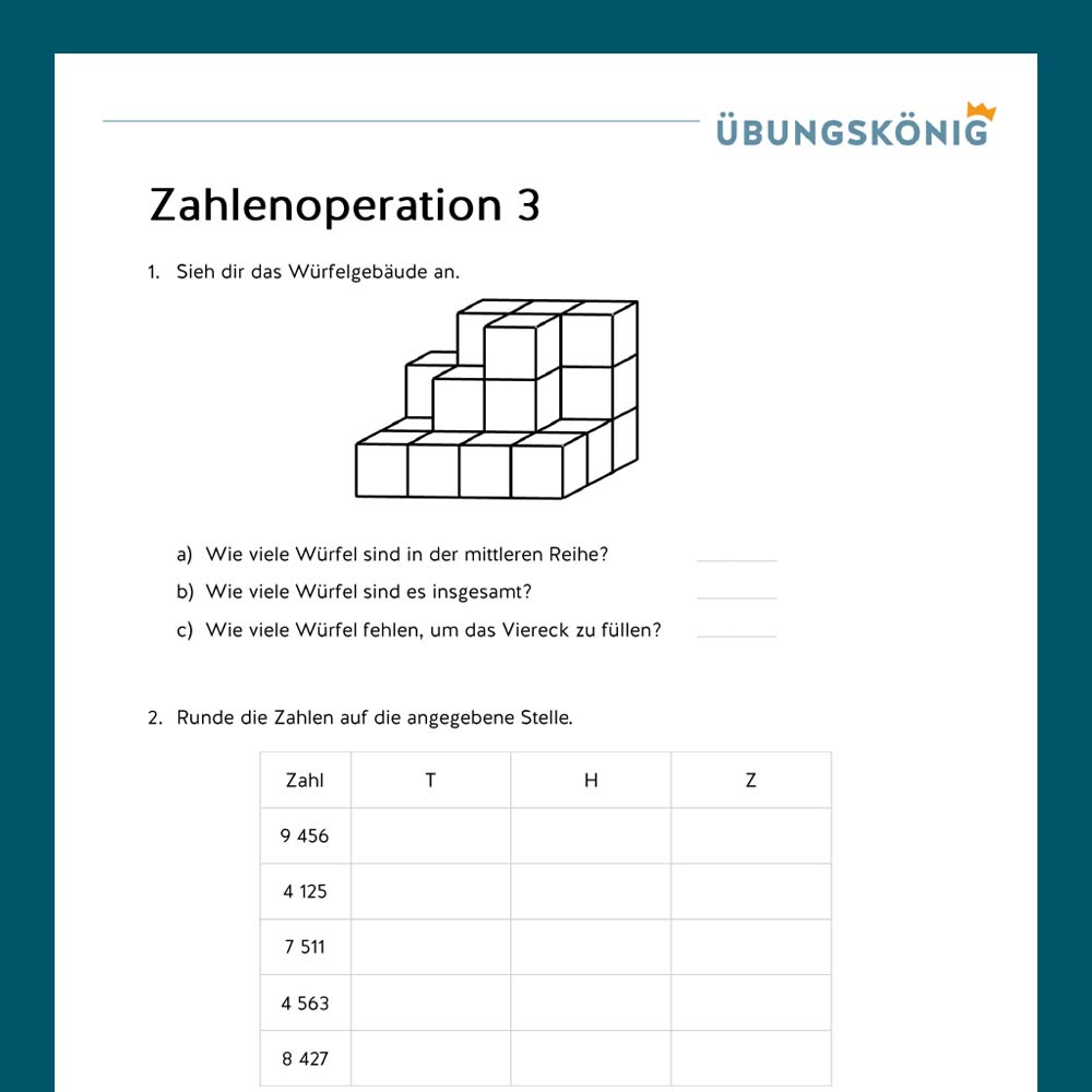 Königspaket: Zahlenoperation ZR 100 000 (Mathe, Mittelschule)