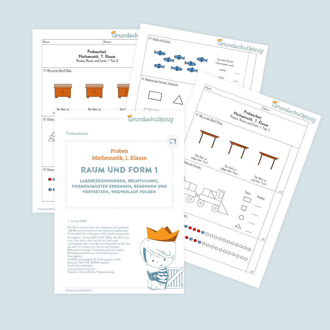Mathe, 1. Klasse: Zwei Proben - Raum und Form 1