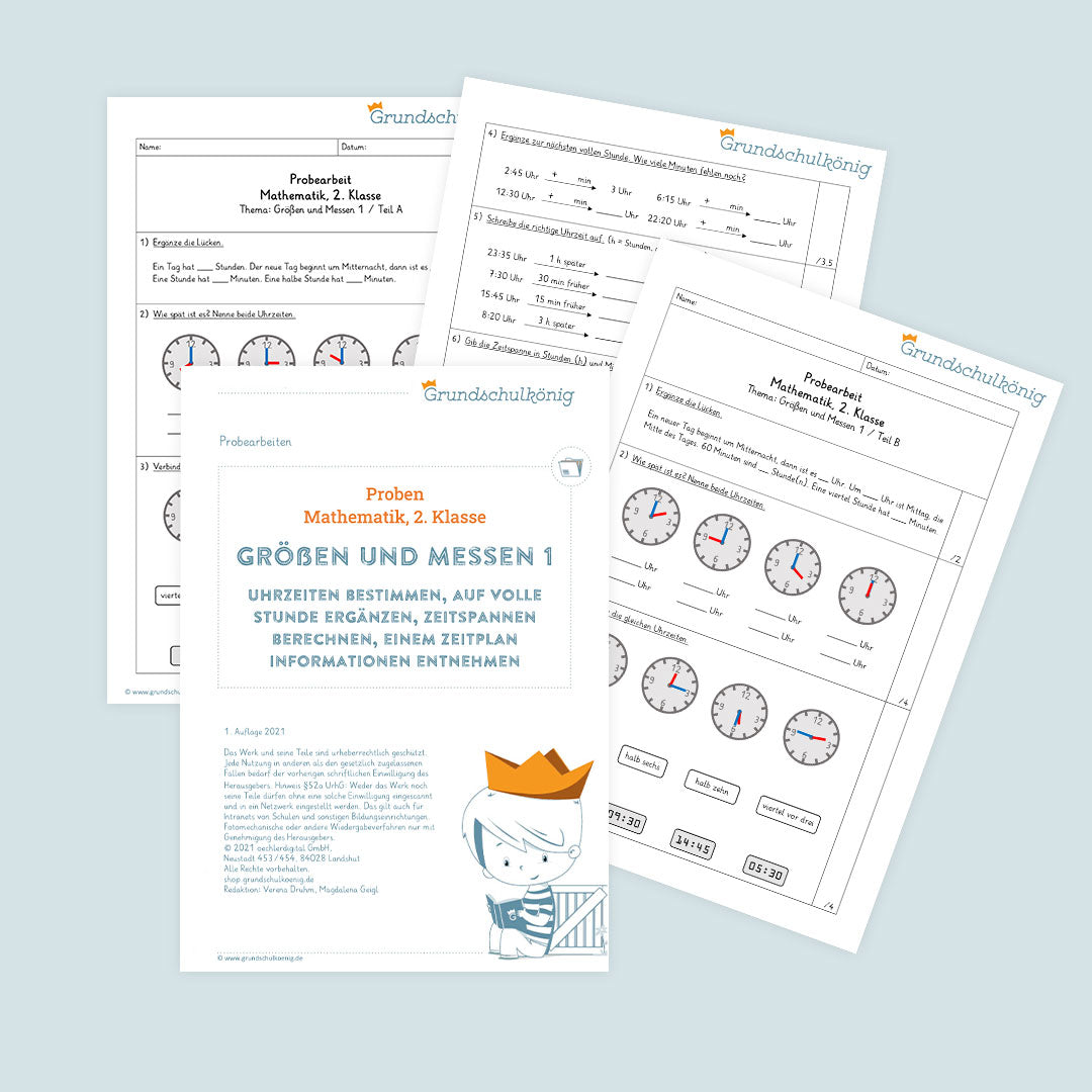 Mathe, 2. Klasse: Zwei Proben - Größen und Messen 1