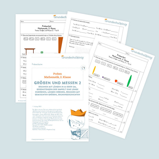 Mathe, 2. Klasse: Zwei Proben - Größen und Messen 2