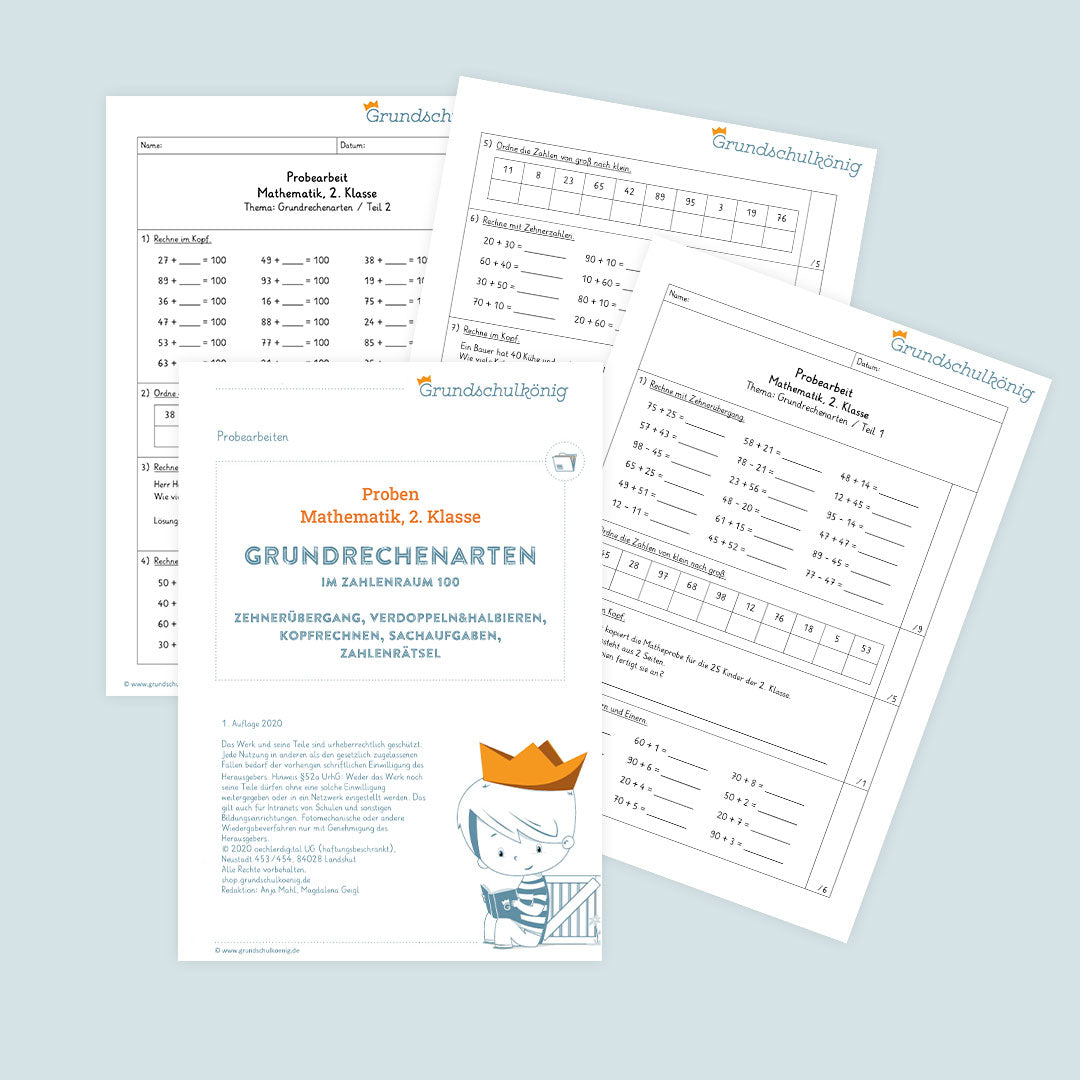 Mathe, 2. Klasse: Zwei Proben - Grundrechenarten im ZR 100