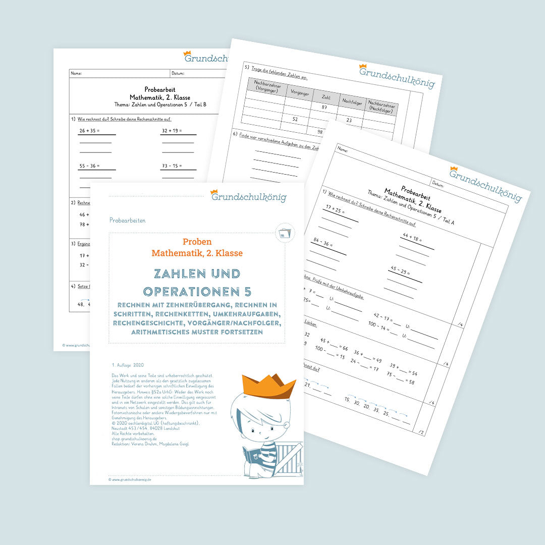 Mathe, 2. Klasse: Zwei Proben - Zahlenoperationen 5