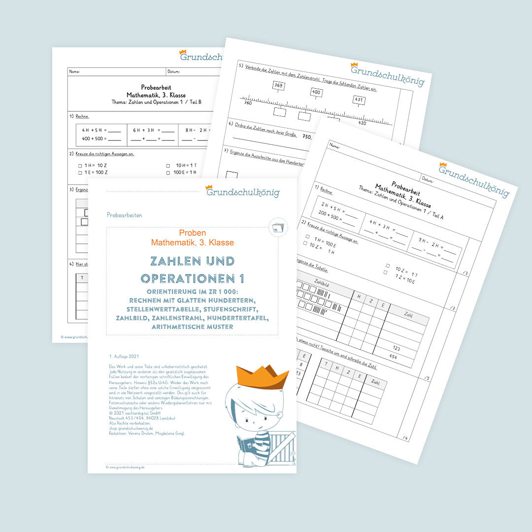 Mathe, 3. Klasse: Zwei Proben - Zahlenoperationen 1