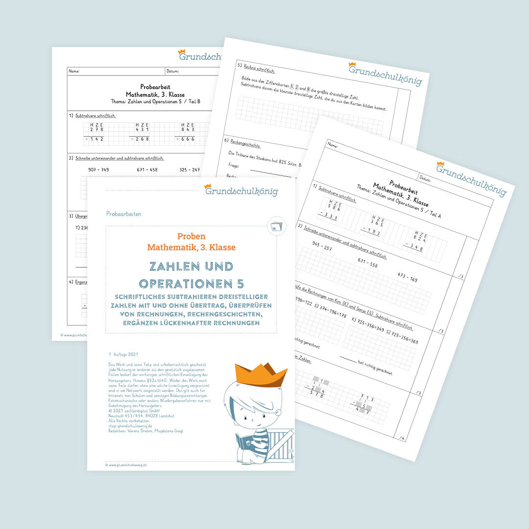 Mathe, 3. Klasse: Zwei Proben - Zahlenoperationen 5