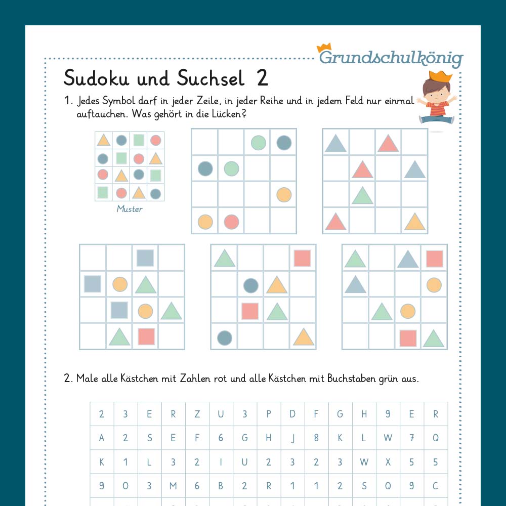 Freebie: Königspaket Sudoku & Suchsel (Vorschule)