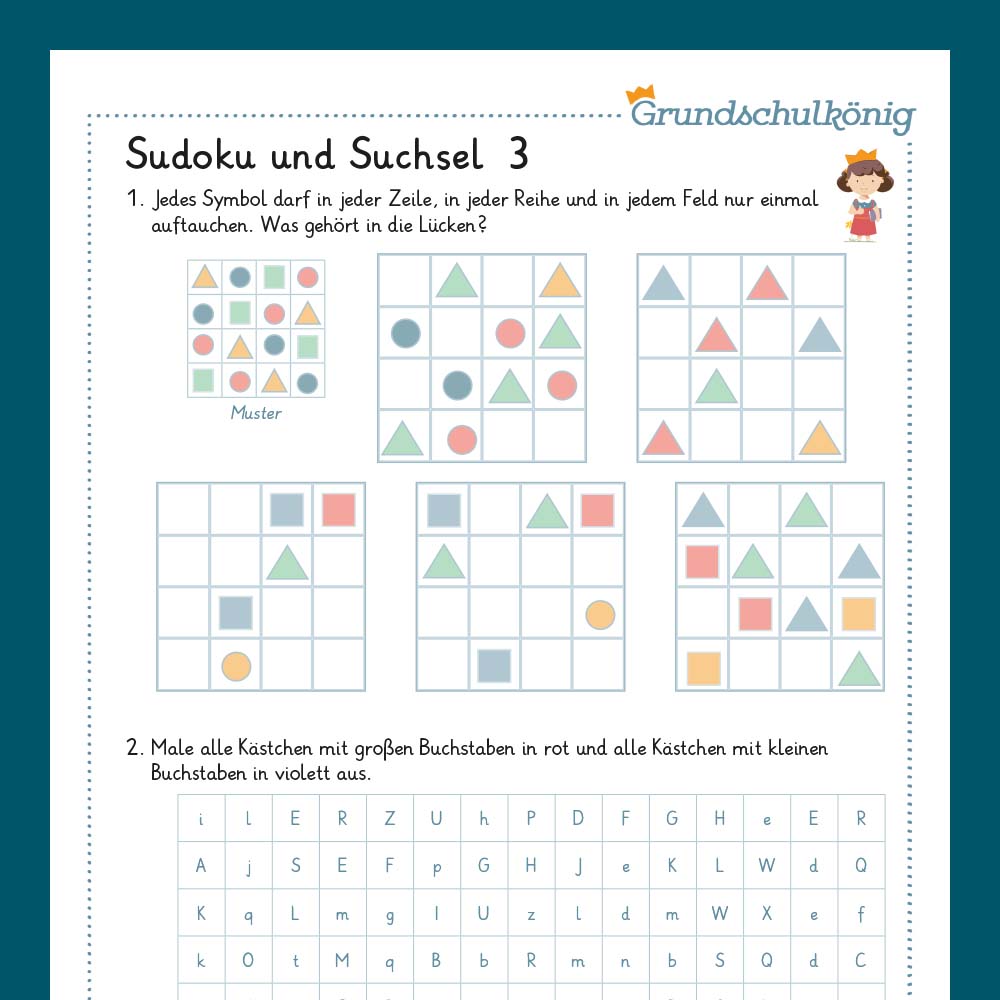 Freebie: Königspaket Sudoku & Suchsel (Vorschule)