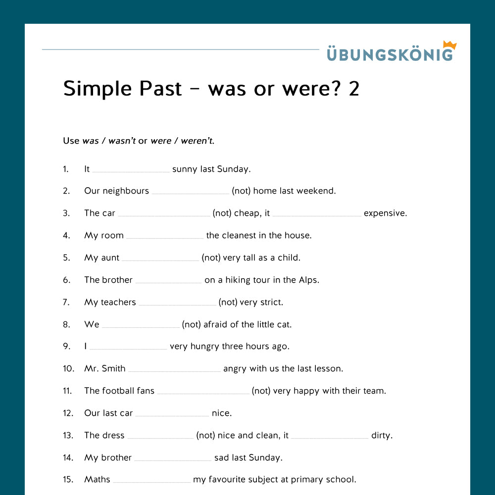 Königspaket: Simple Past - Was or were? (Englisch, 5. Klasse)