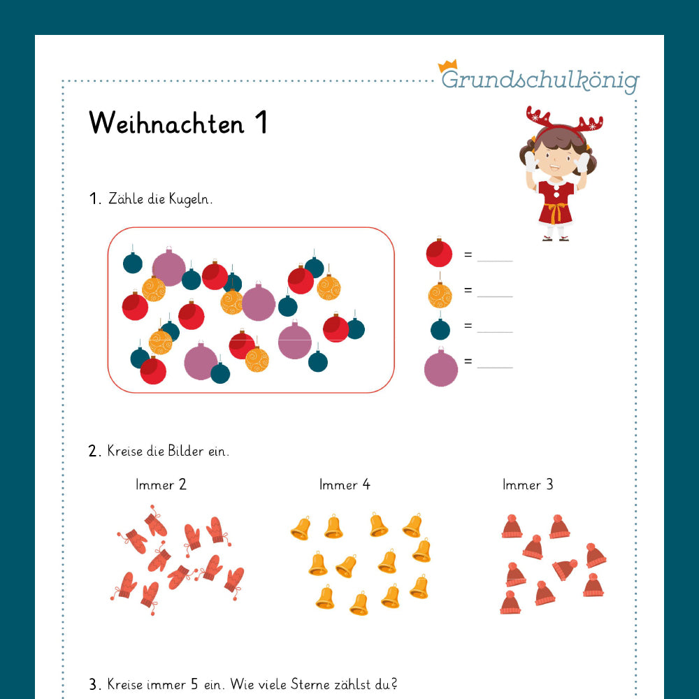 Königspaket: Weihnachten & Winter (Mathe, 1. Klasse)