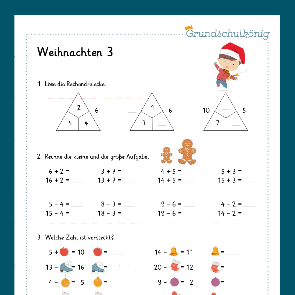 Königspaket: Weihnachten & Winter (Mathe, 1. Klasse)